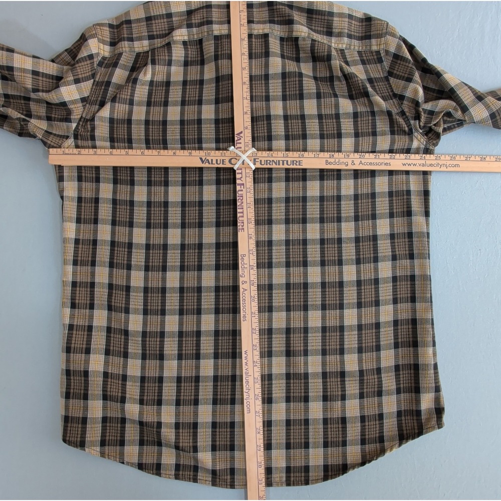 Eddie Bauer First Ascent Plaid Shirt Mens Large L Brown Tan Yellow Button Down - Picture 6 of 13